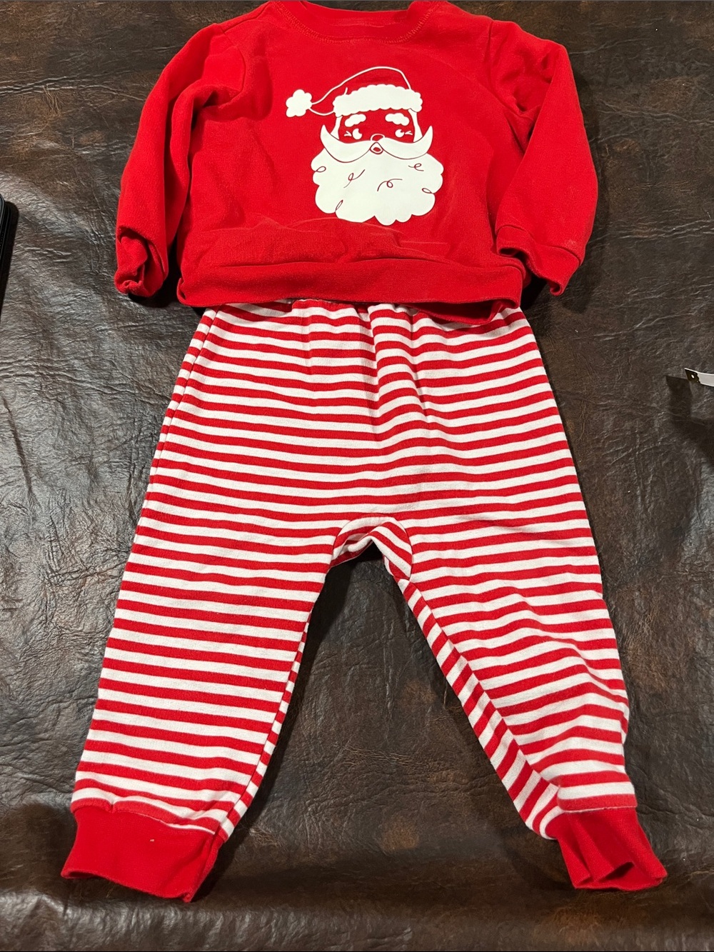 Cat & Jack Red and White Santa Stripe Pajama Set
